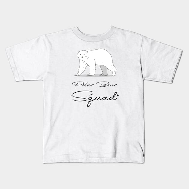 Polar Bear Squad Kids T-Shirt by Carolina Cabreira